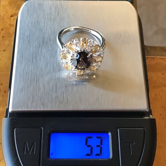 Natural Smoky Quartz Sterling Silver Cocktail Ring Size 9 - Picture 3 of 8
